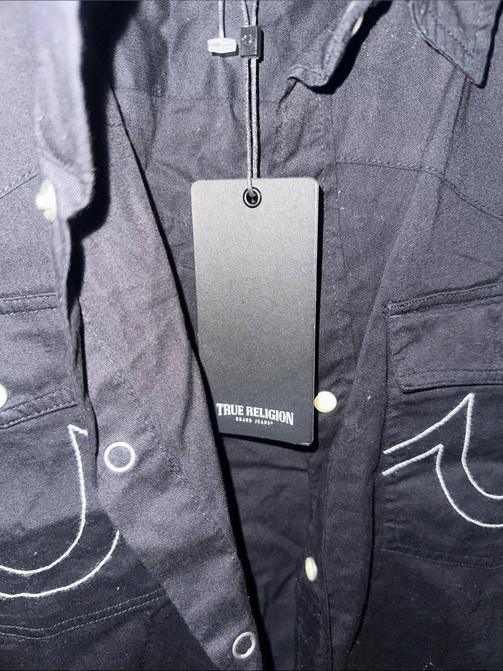 True Religion Black Long-Sleeve Western Men's Snap Button-Down Shirt